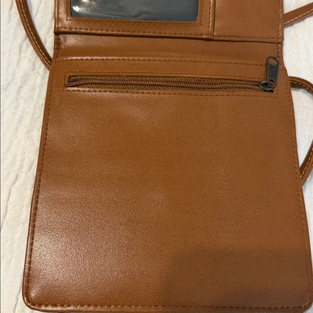 Vintage Esprit Blue and Brown Leather Crossbody Bag - Picture 6 of 6
